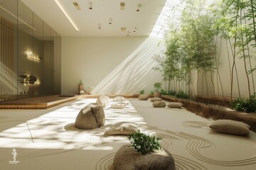 3d render of modern living room interior design in chinese style