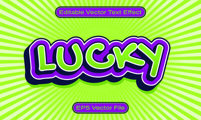 Editable Cute Green Purple Lucky Vector Graphic Style Text Effect