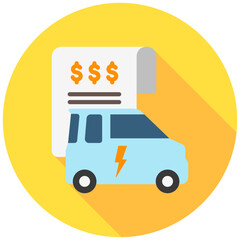 Fototapeta premium Financing rounded color icon, related to EV, electric vehicle, transportation, electric car and technology theme. use for modern concept, web and app development