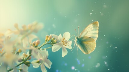 Moth on Delicate Flower in Pastel Hues