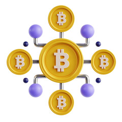 PNG 3D Bitcoin Network icon isolated on a white background