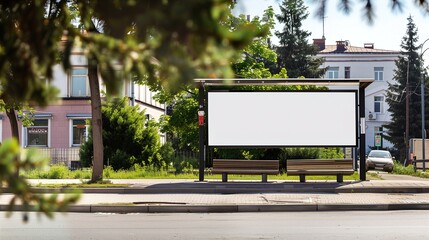 Obraz premium blank mock up billboard situated in a lush green park, surrounded by vibrant trees and grass