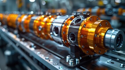 Fototapeta premium Close-up of Industrial Machinery in a Factory Setting
