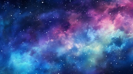 Naklejka premium An expansive galaxy theme with sweeping colors blending into each other accompanied by countless stars, portraying the untouched beauty and vastness of the cosmos.