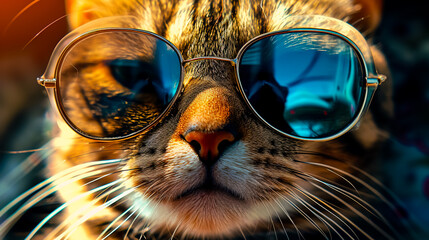 Naklejka premium A cat wearing sunglasses.
