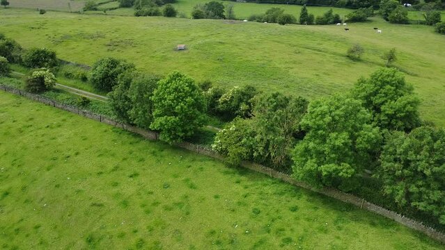 Aerial Photograph of Burwen Castle Roman Fort which is a registered ancient monument at Elslack, Skipton, North Yorkshire, UK