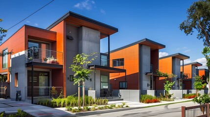 urban infill housing project utilizing slim-profile fiber cement panels to maximize space efficiency and modern aesthetic in a dense city environment