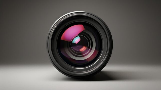 A close-up image of a camera lens showcasing its intricate design and reflective glass elements, capturing the essence of modern photography equipment.