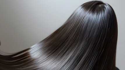 健康的な長くてつやのある髪のクローズアップ