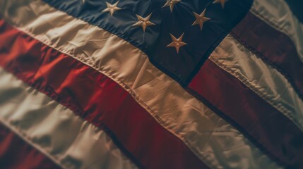 High quality close up of american flag symbolizing freedom and pride with sharp focus and contrast