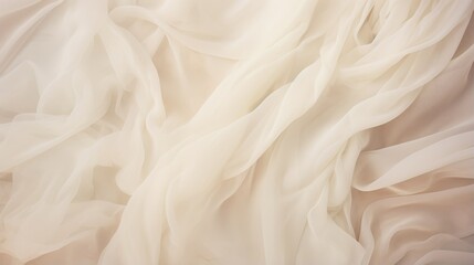 Fototapeta premium This image features soft ivory fabric gently draped in delicate folds, creating a dreamy and elegant visual effect that evokes a sense of softness and serenity.