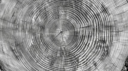 Obraz premium This image depicts a close-up view of concentric tree rings, illustrating the growth and age of a tree through its various growth layers and patterns.