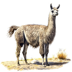 Obraz premium Clipart illustration of llama on a white background. Suitable for crafting and digital design projects.[A-0003]