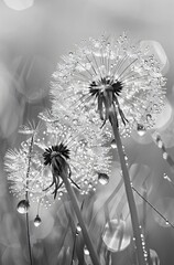 dandelion with water drops