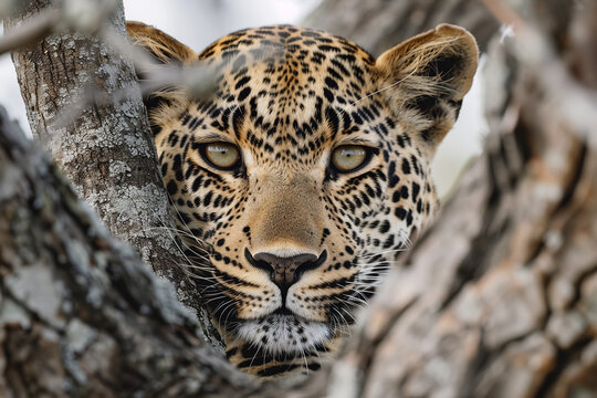 A leopard, navigates its surroundings with caution and adaptability