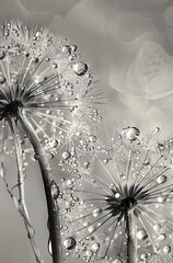 dandelion with water drops