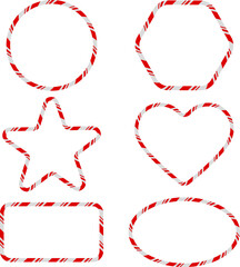 set of christmas frames with candy cane pattern. isolated christmas flat borders