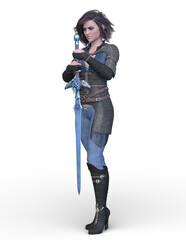 女性騎士　3DCGレンダリング