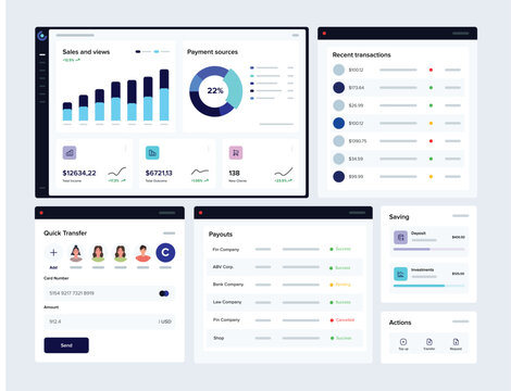 Interface design of a sales/bank dashboard for commercial usage