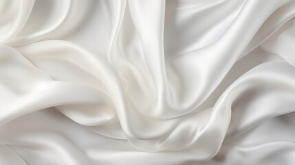 Fototapeta premium A close-up of soft and lustrous white silk fabric with subtle folds, capturing the delicate and luxurious texture synonymous with sophistication and elegance.