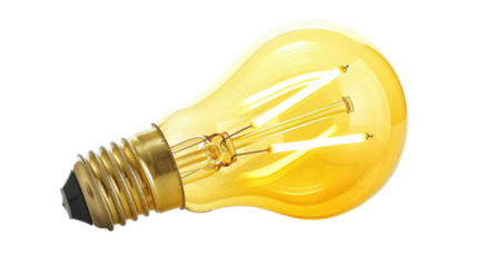 Yellow light bulb, transparent background PNG