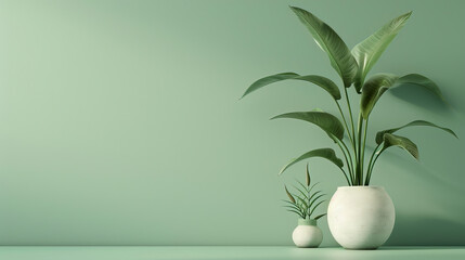 3D Rendering of Nature Plant with Isolated Green Background. wide copy space. high quality. high resolution. 8k.