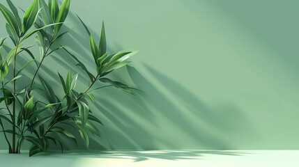 3D Rendering of Nature Plant with Isolated Green Background. wide copy space. high quality. high resolution. 8k.