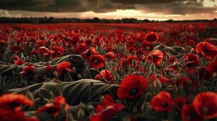 A field of poppies interspersed with silent