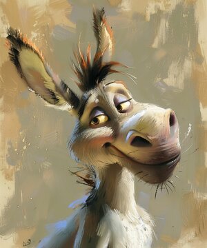 funny donkey cartoon art, generative ai 