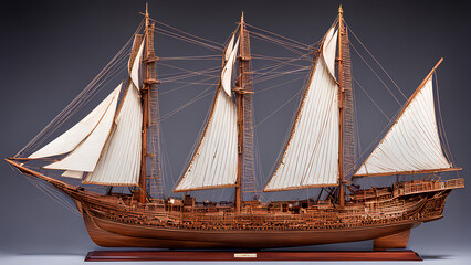 Obraz premium A Wooden Masterpiece Captures a Timeless Voyage