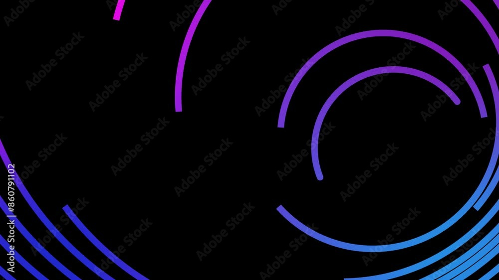 Sticker abstract futuristic technology with blue and pink neon glowing lines, circles. dark business backgro - Stickers