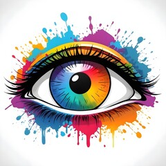 Colorful Eye With Paint Splatter Illustration, graffiti