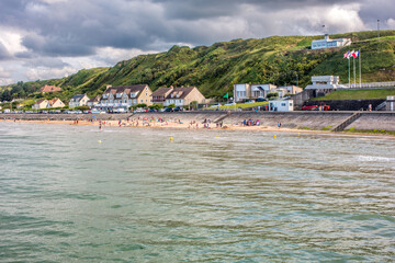 Fototapeta premium Omaha Beach in Normandy, France on a Partly Cloudy Day