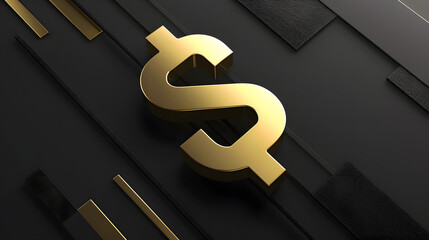 A bold and luxurious golden dollar sign set against a black background with abstract patterns. The combination of gold and black exudes wealth, finance, and prestige
