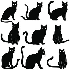 set of cats silhouettes