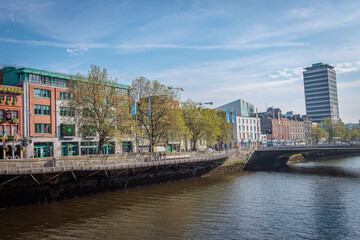 Dublin, Ireland - May 12 2024 "Beautiful architecture during sunny Sunday in Dublin"