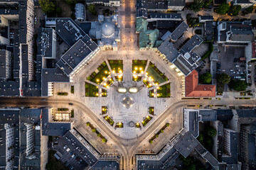 Miasto Ł&oacute;dź- widok na Plac Wolności.