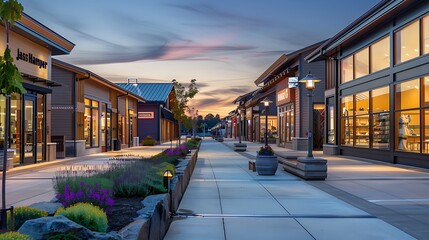 luxury outdoor shopping mall with each store front featuring James Hardie Siding