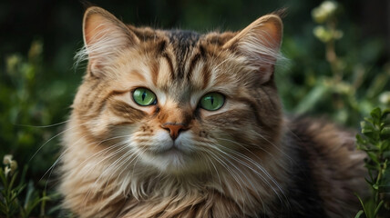 Portrait of a cute cat with green eyes