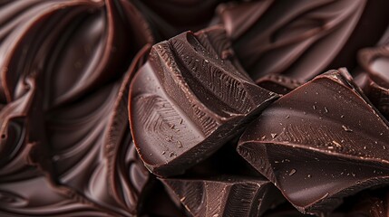 Obraz premium Close-Up of Dark Chocolate Pieces