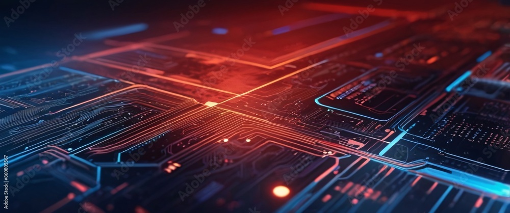 Wall mural abstract background of coding software for geoscience, red and blue tone