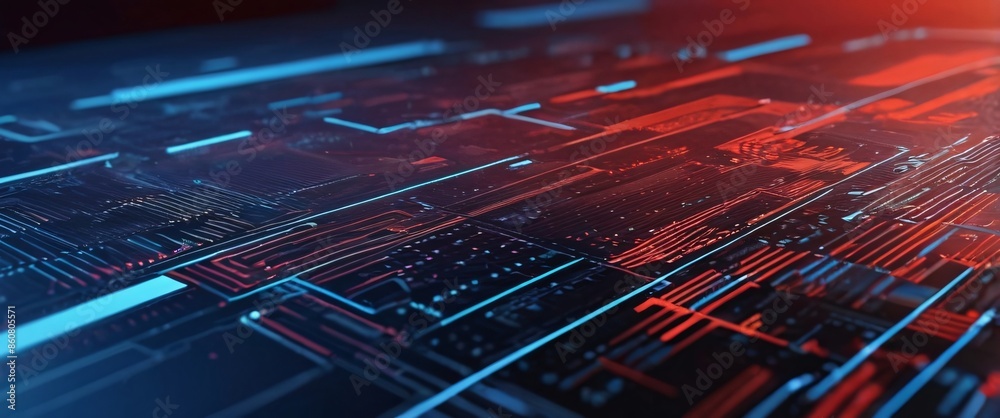 Wall mural abstract background of coding software for geoscience, red and blue tone