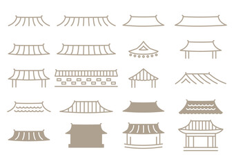Vector illustration set of Korean traditional house.
