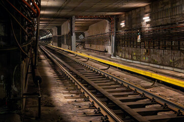 Obraz premium The subway tunnel between the stations Vysehrad and I.P. Pavlova