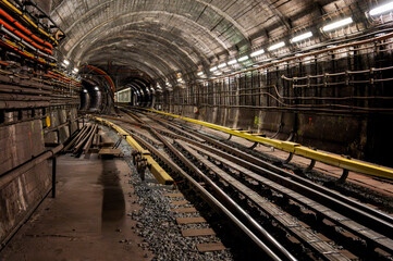 The subway tunnel between the stations Vysehrad and I.P. Pavlova