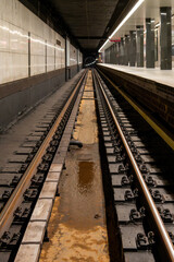 Fototapeta premium The subway tunnel between the stations Vysehrad and I.P. Pavlova