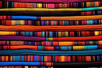 Vibrant Threads: Latin Tapestry – A Colorful Woven Textile Background