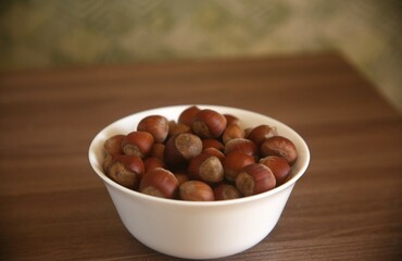bowl with hazelnut in the kitchen