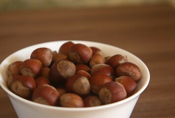 healthy hazelnuts in a bowl