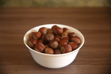 healthy hazelnuts in a bowl